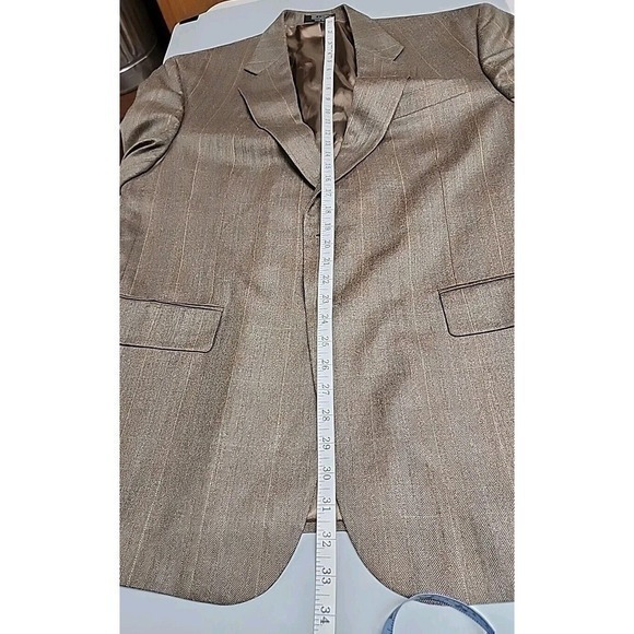 VERSINI Sport Coat Size 44R Silk Blend Blazer Shepherd's Check‎ Tan - Picture 10 of 13